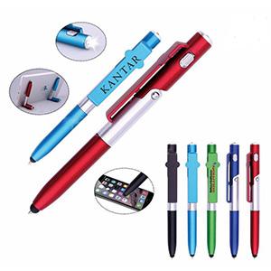 4in1 Multi-function Ballpoint Pen LED Phone Stand Stylus 
